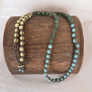 Versatile Stella and Dot Teal Yellow Jade Bead Wrap Bracelet / Anklet / Necklace